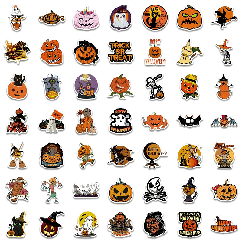 Halloween Pumpkin Cartoon Doodle Vinyl Stickers （100 Pcs）