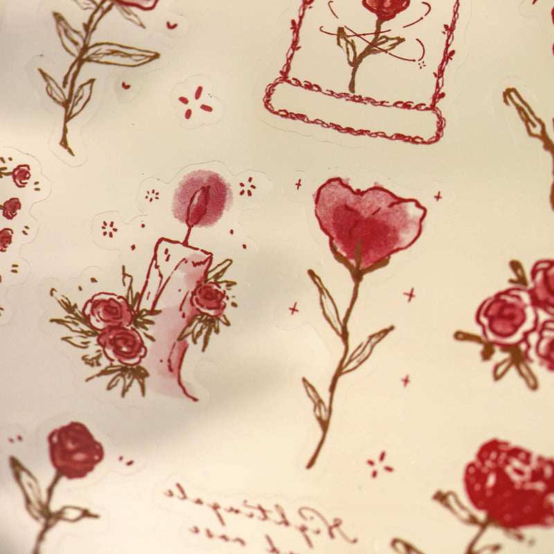 Hand Painted Rose Illustration Journal Deco Vinyl Sticker