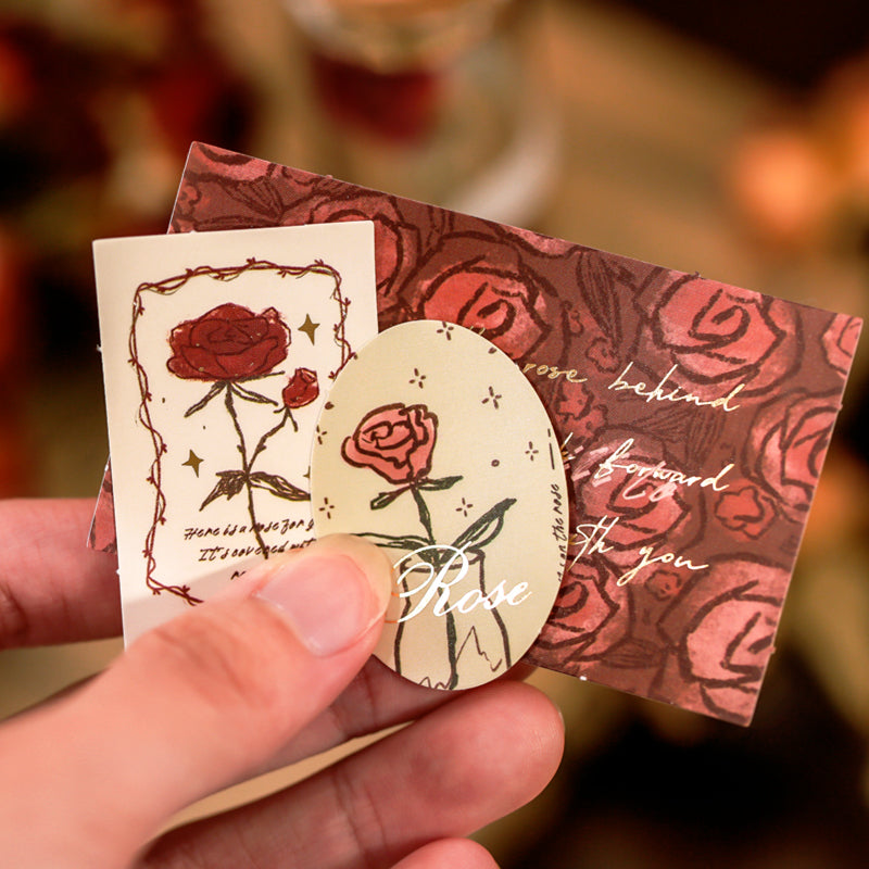 Literary Vintage Hot Stamping Boxed Rose Sticker