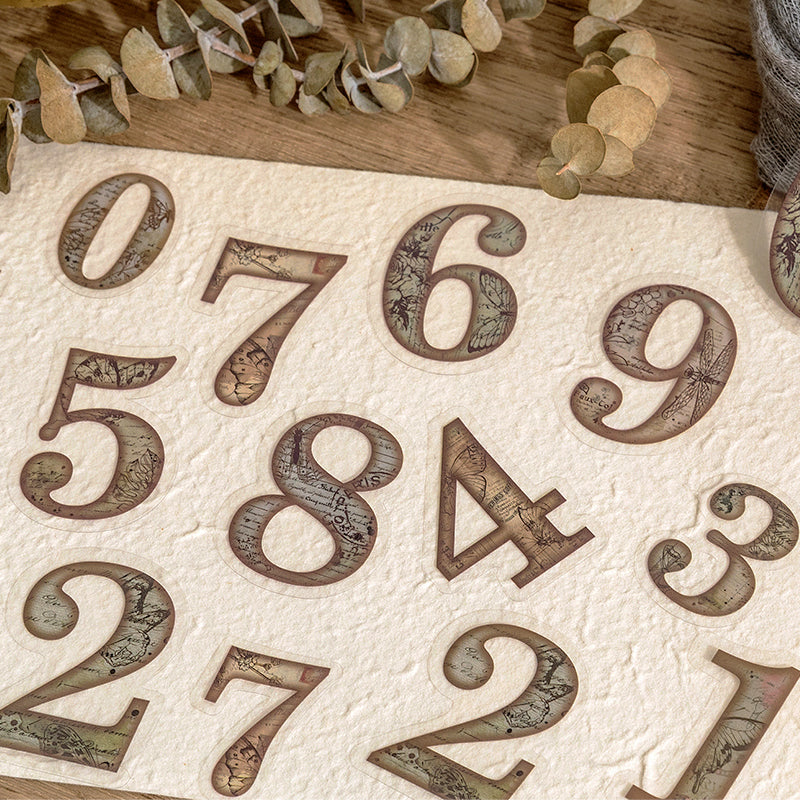 Retro Figured Digital Numbers Clear Transparent Sticker
