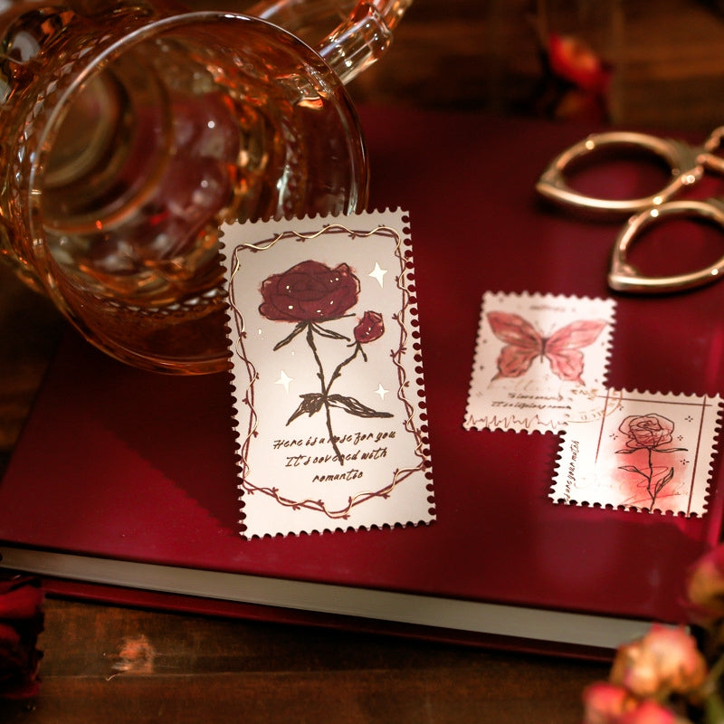 Vintage Hand Painted Rose DIY Sticker