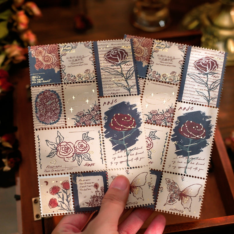 Vintage Hand Painted Rose DIY Sticker