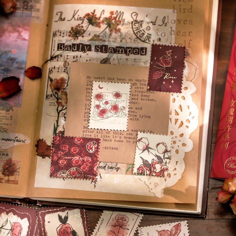 Vintage Hand Painted Rose DIY Sticker