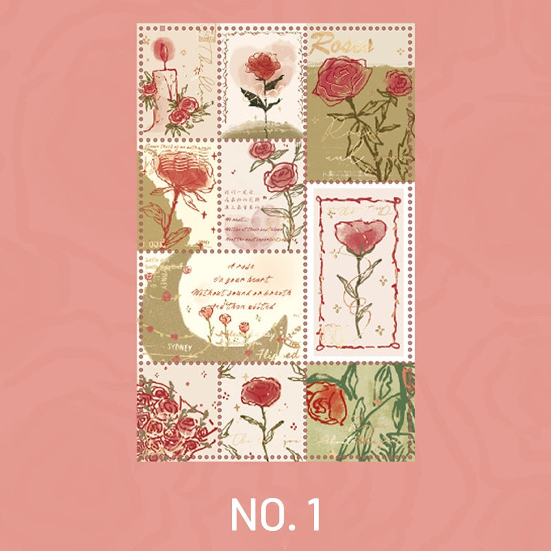 Vintage Hand Painted Rose DIY Sticker