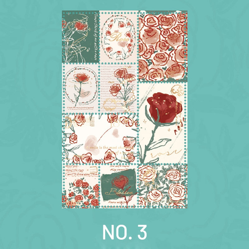 Vintage Hand Painted Rose DIY Sticker