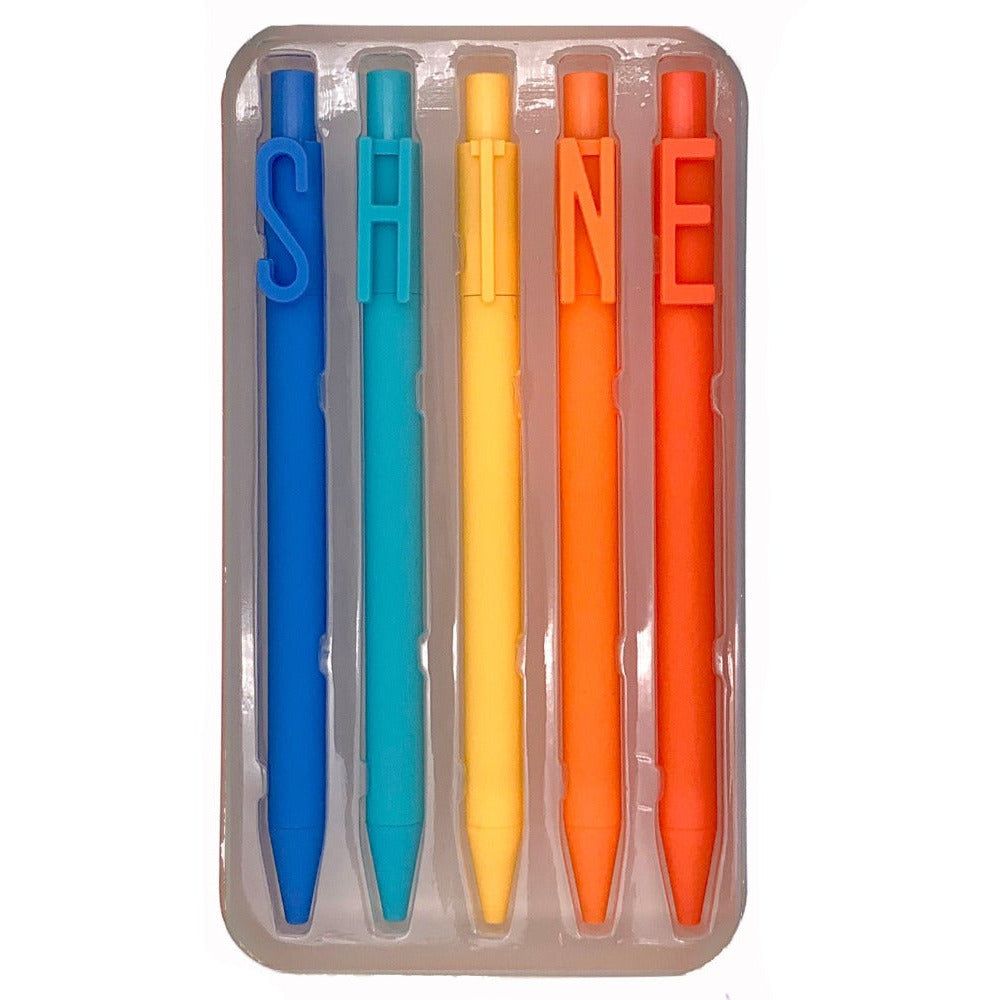 SHINE Word Play Set of 5 Black Gel Clip Pens