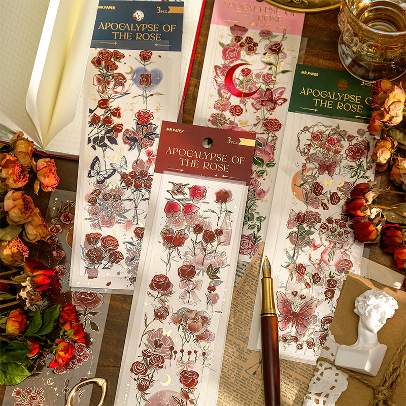 Vintage 3D Gold Stamping Rose Sticker