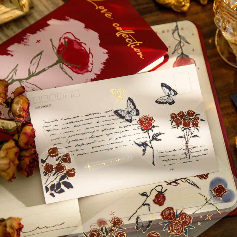 Vintage 3D Gold Stamping Rose Sticker