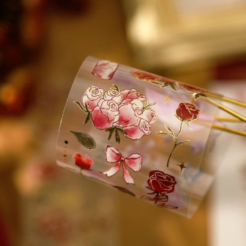 Vintage 3D Gold Stamping Rose Sticker
