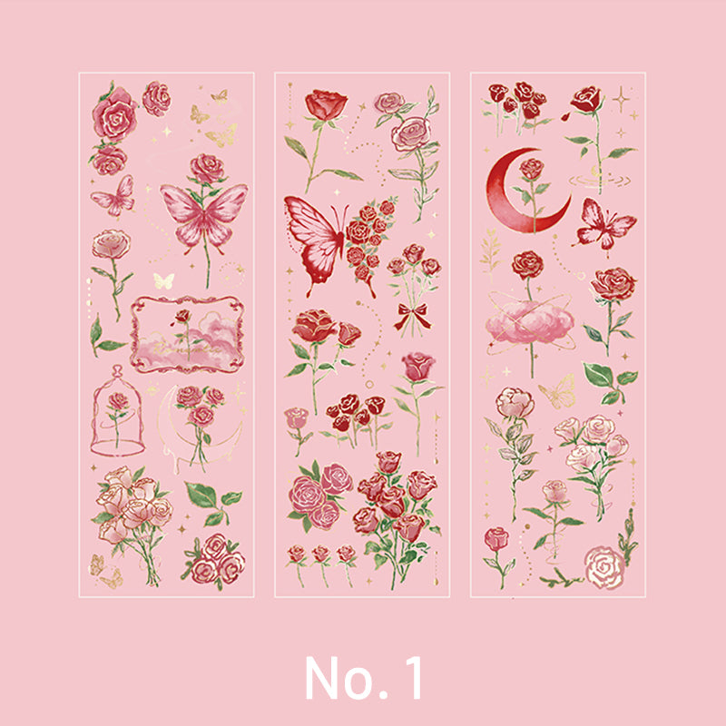 Vintage 3D Gold Stamping Rose Sticker