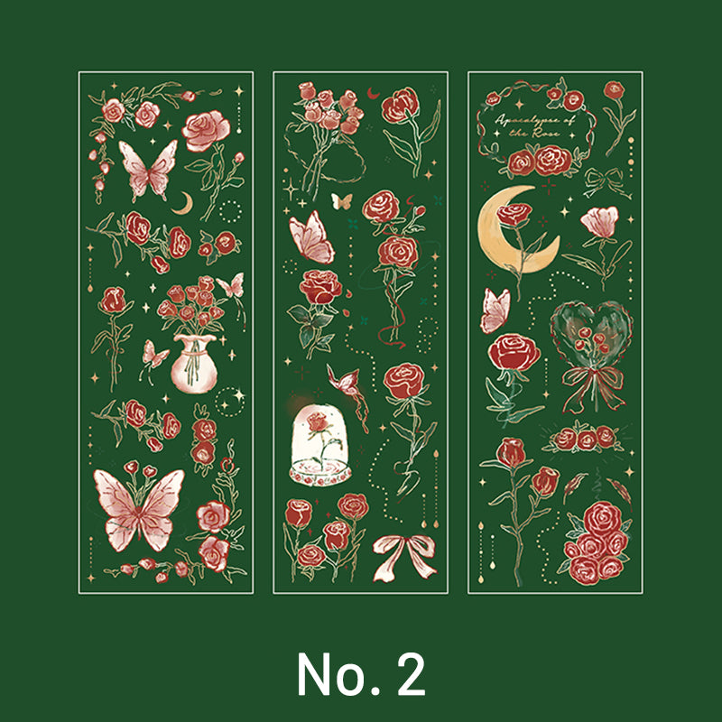 Vintage 3D Gold Stamping Rose Sticker