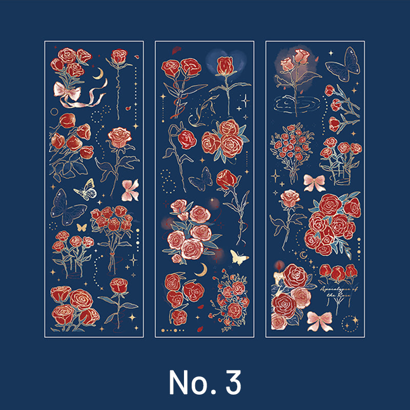 Vintage 3D Gold Stamping Rose Sticker