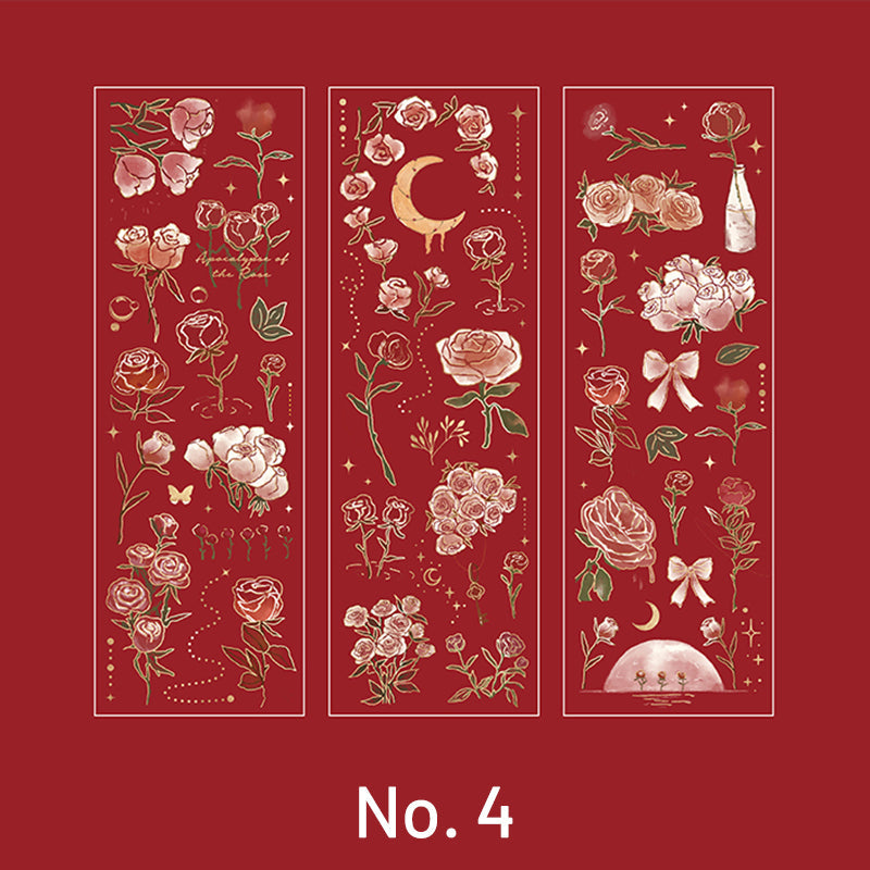 Vintage 3D Gold Stamping Rose Sticker