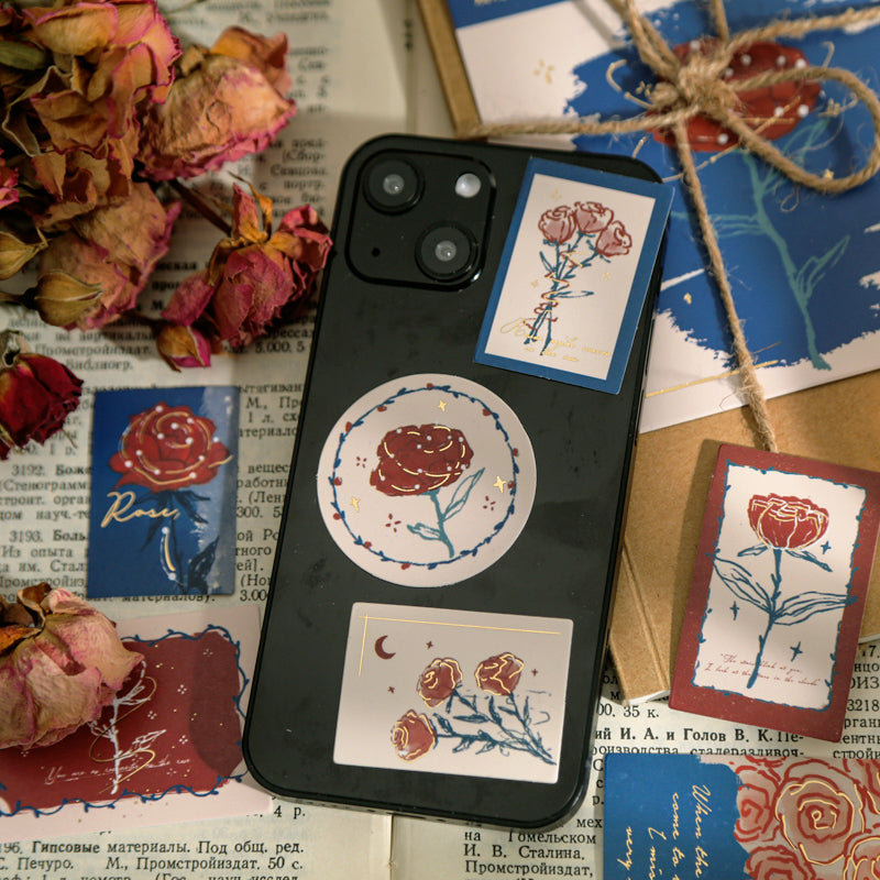 Vintage Artistic Rose Plant Sticker Pack
