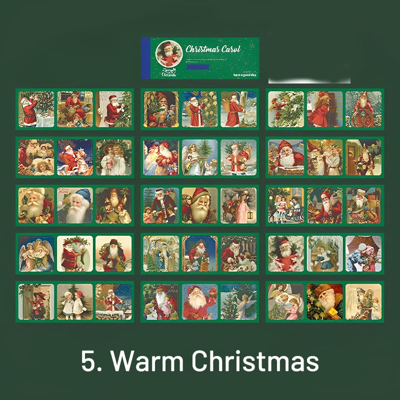 Vintage Christmas Carol Three-Grid Strip Sticker Book