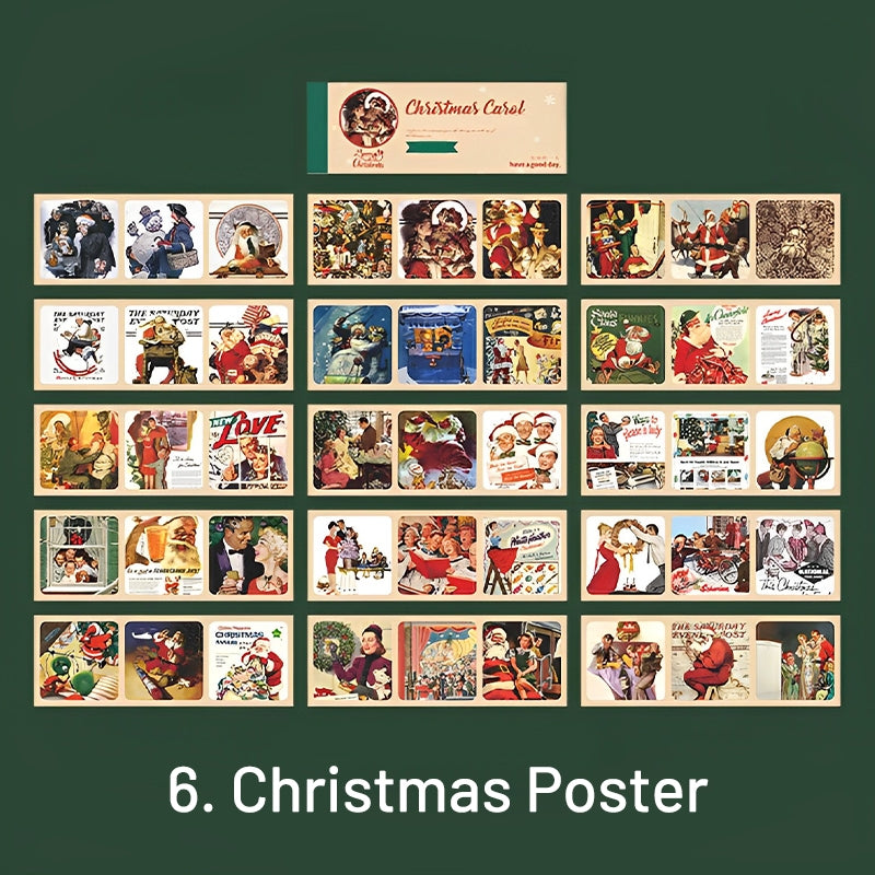 Vintage Christmas Carol Three-Grid Strip Sticker Book