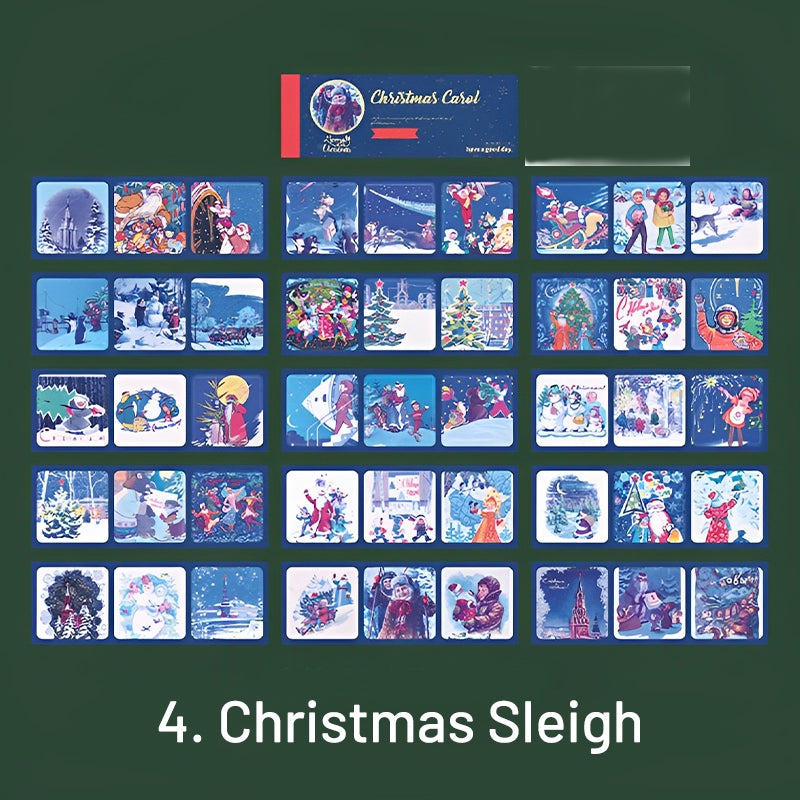 Vintage Christmas Carol Three-Grid Strip Sticker Book