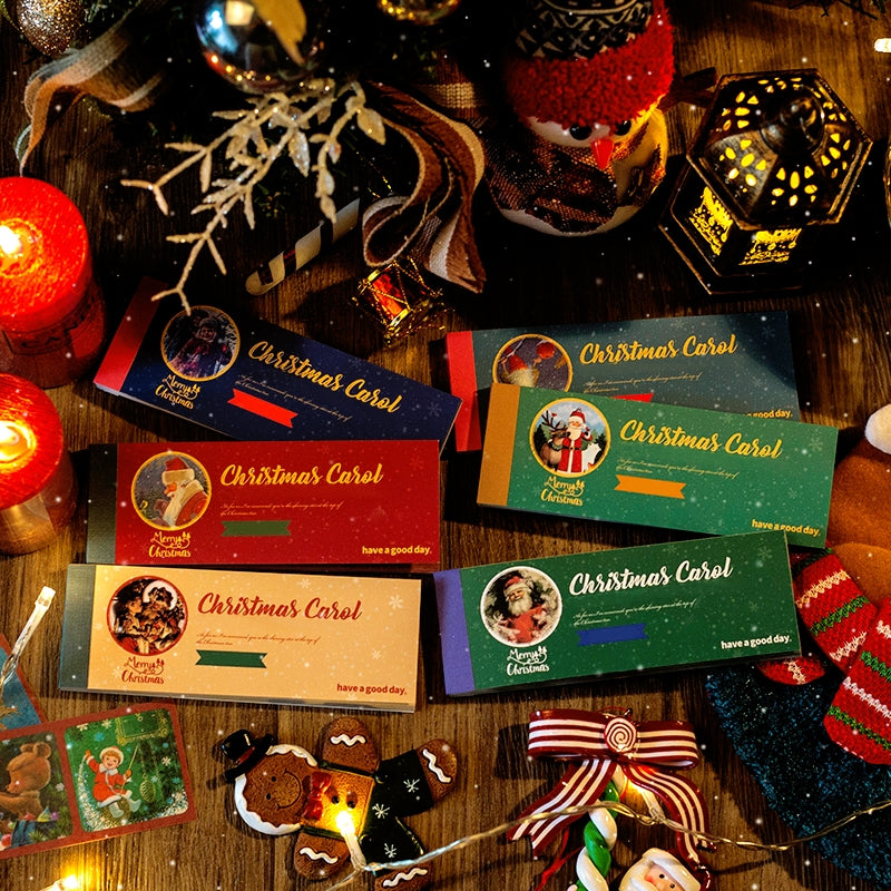 Vintage Christmas Carol Three-Grid Strip Sticker Book