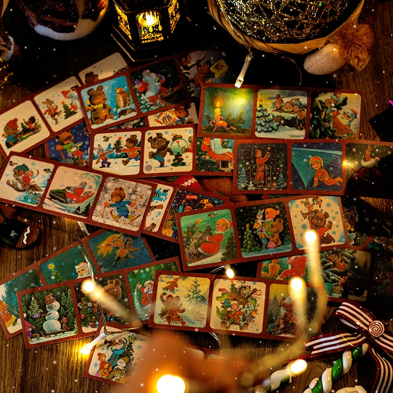 Vintage Christmas Carol Three-Grid Strip Sticker Book