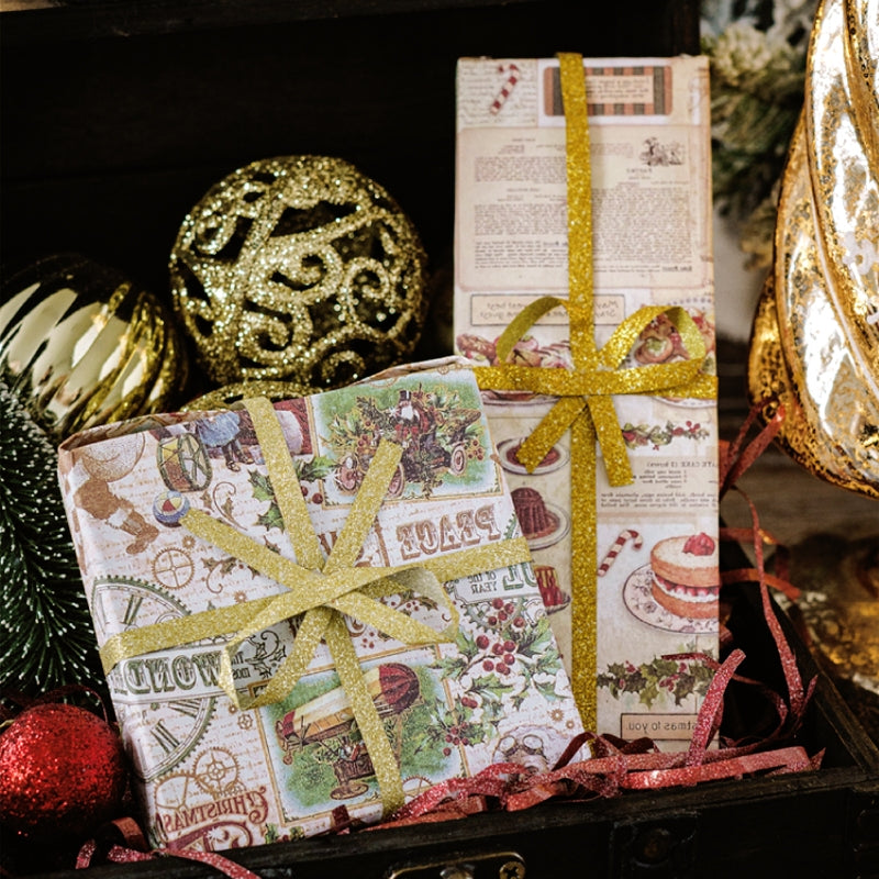 Vintage Christmas Prologue DIY Square Background Sticker