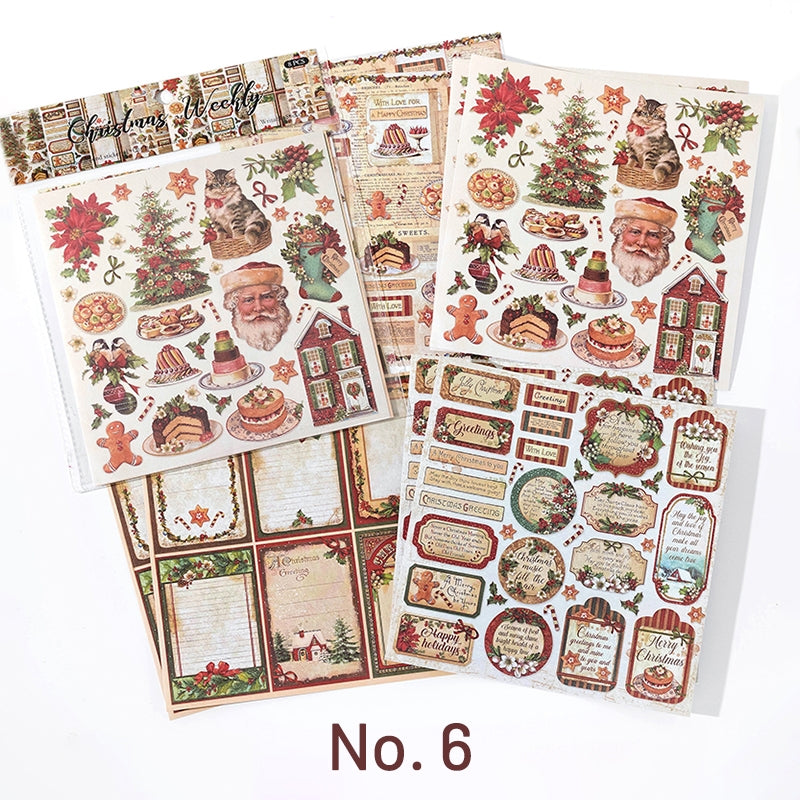 Vintage Christmas Prologue DIY Square Background Sticker