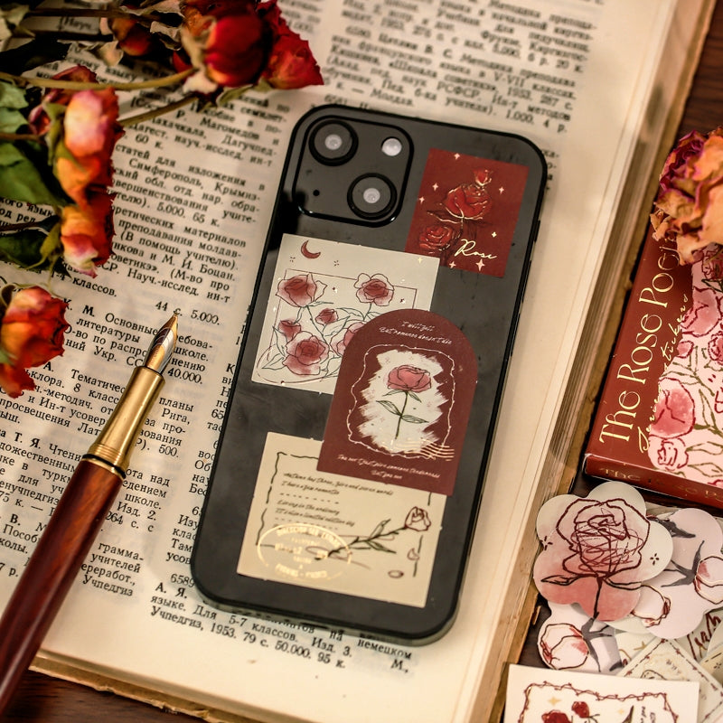 Literary Vintage Hot Stamping Boxed Rose Sticker