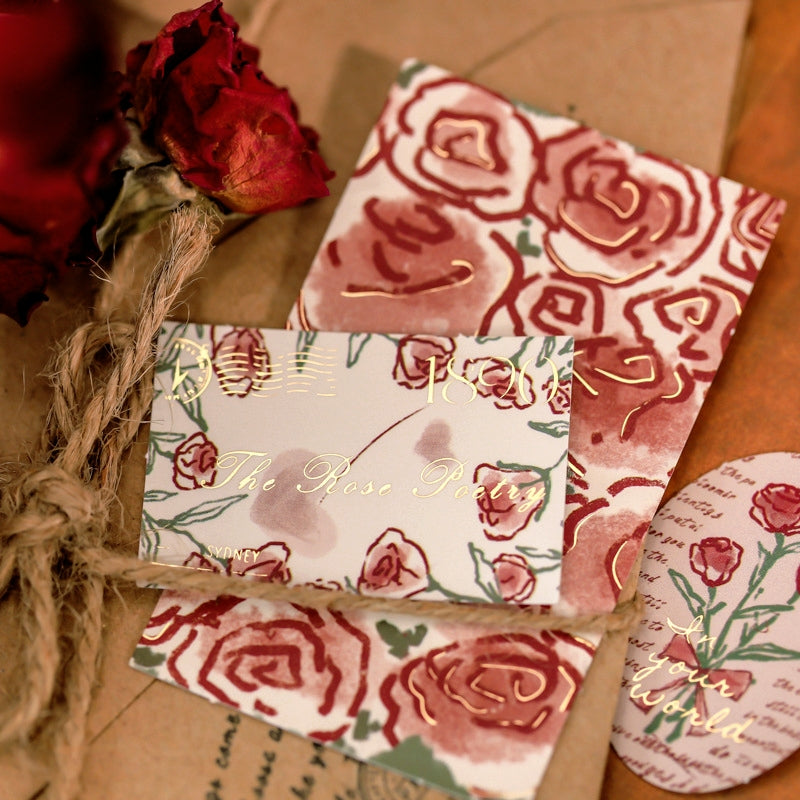 Literary Vintage Hot Stamping Boxed Rose Sticker