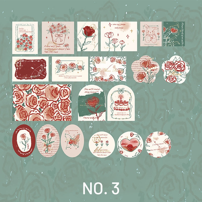 Literary Vintage Hot Stamping Boxed Rose Sticker