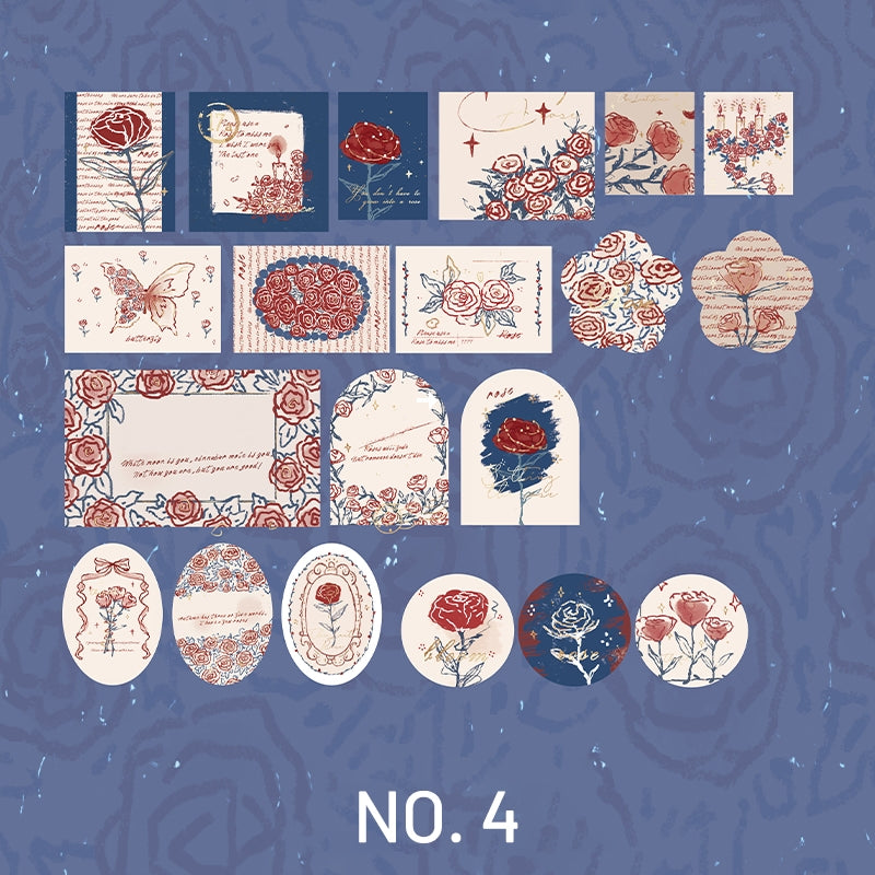 Literary Vintage Hot Stamping Boxed Rose Sticker