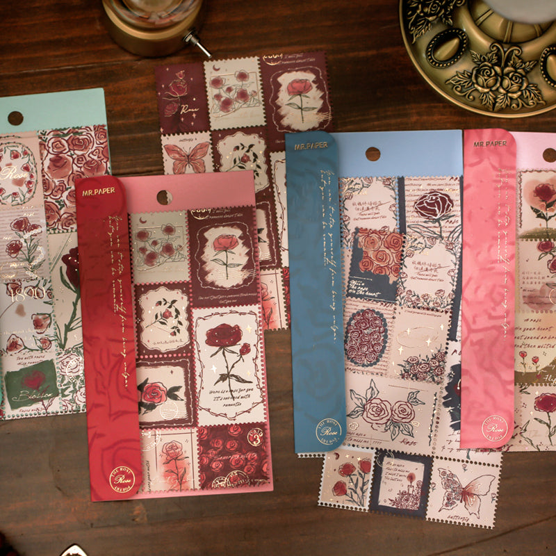 Vintage Hand Painted Rose DIY Sticker
